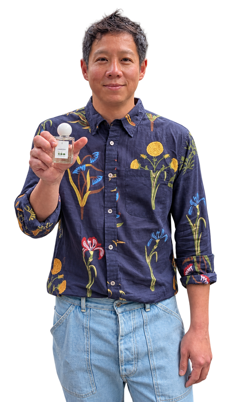 Albert holding a Maison Buongiorno perfume bottle
